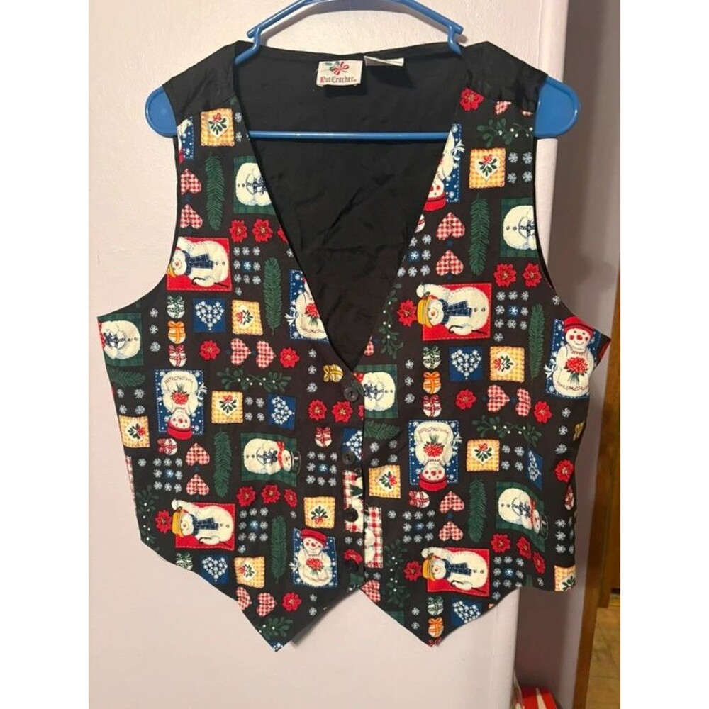 Vintage Christmas vest sz XL unisex Santa snowman shirt top 1990s nutcracker